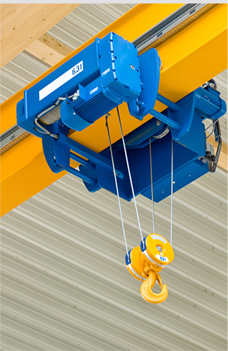 Electric Hoist Working in Warehouse